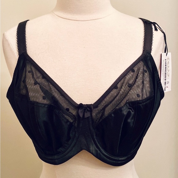 Sculptresse by Panache Plus Size Candi Black Dotted Mesh Full Cup Bra Size 40E